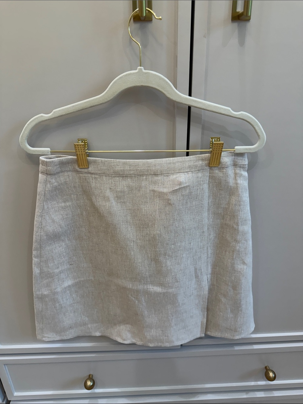 Reformation Natural Linen Mini Skirt